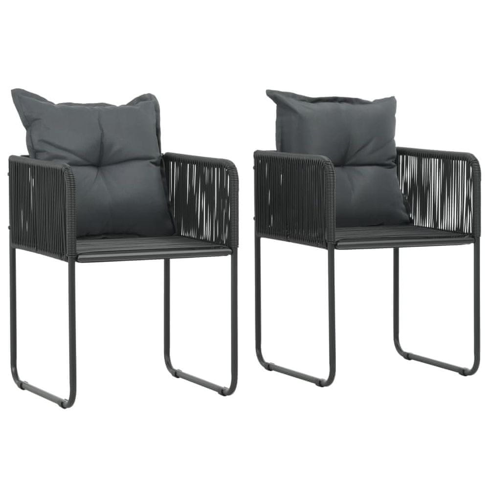 Petromila vidaXL Vonkajšie stoličky 2 ks s vankúšmi, polyratan, čierne